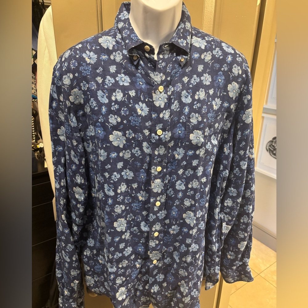 Ralph Lauren Luxury Linen Floral Button Down Shirt - Size L